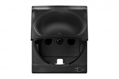 Фотография товара 'Simon 82090-58 Накладка с крышкой и шторками для розетки Schuko 2Р+Е, графит, S82Centr'