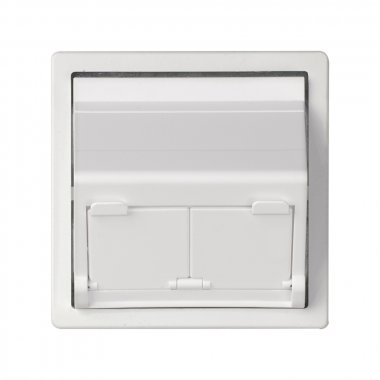 Фотография товара 'Simon 82579-30 Накладка наклонная с суппортом на 2 разъема RJ45 со шторками, белый, S82'