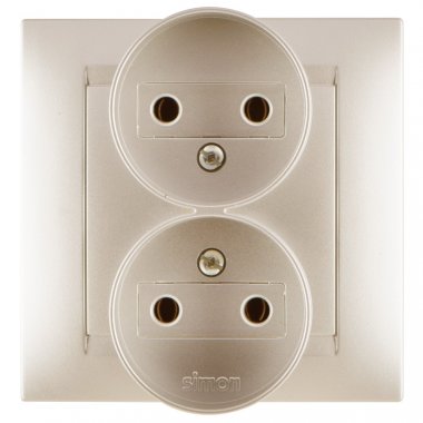 Фотография товара 'Simon 1590457-034 Розетка двойная моноблок 2x2Р, 16A 250В'