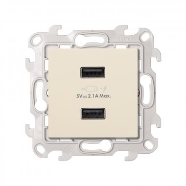 Фотография товара 'Simon 2411096-031 Зарядное устройство 2хUSB 10W, 230В'