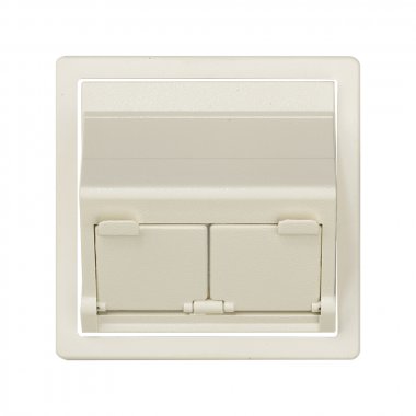 Фотография товара 'Simon 82579-31 Накладка наклонная с суппортом на 2 разъема RJ45 со шторками, сл.кость, S82'