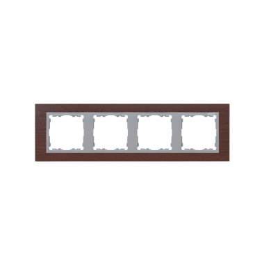 Фотография товара 'Simon 82947-65 Рамка на 4 поста, дерево, венге/алюминий, S82N'