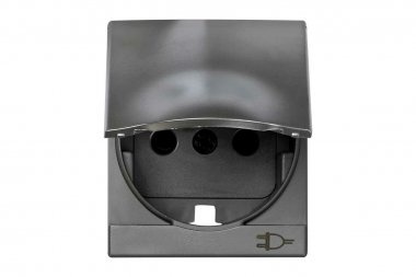Фотография товара 'Simon 82090-53 Накладка с крышкой и шторками для розетки Schuko 2Р+Е, алюминий, S82Centr'