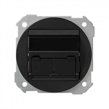 Фотография товара 'Simon 88086-38 Накладка наклонная со шторками и суппортом на 2 разъема RJ45, графит, S88'