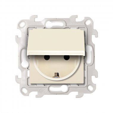 Фотография товара 'Simon 2450448-031 Розетка IP44 с крышкой и шторками Schuko 2Р+Е, 16A 250В'