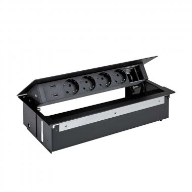 Фотография товара 'Simon 44624000-138 Врезной x6 розеточный блок, щетка, 4x2P+E, USB A+A з/у, 1 пустой модуль'