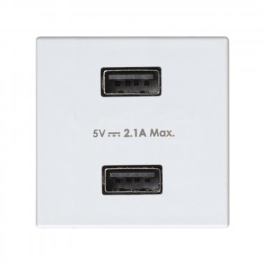 Фотография товара 'Simon 2701096-030 Зарядное устройство 2xUSB 10W, 230В'