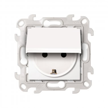 Фотография товара 'Simon 2450448-030 Розетка IP44 с крышкой и шторками Schuko 2Р+Е, 16A 250В'