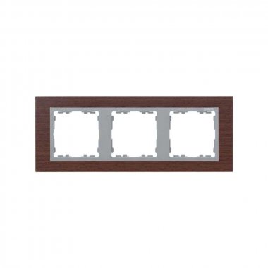 Фотография товара 'Simon 82937-65 Рамка на 3 поста, дерево, венге/алюминий, S82N'