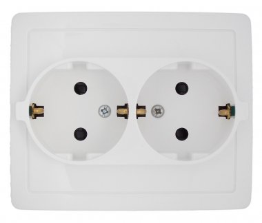 Фотография товара 'Simon 1590451-030 Розетка двойная моноблок со шторками Schuko 2x2Р+Е, 16A 250В'