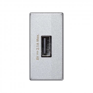 Фотография товара 'Simon K126D-8 Зарядное устройство узкое USB A 10W, 230В~, алюминий, K45, Connect'