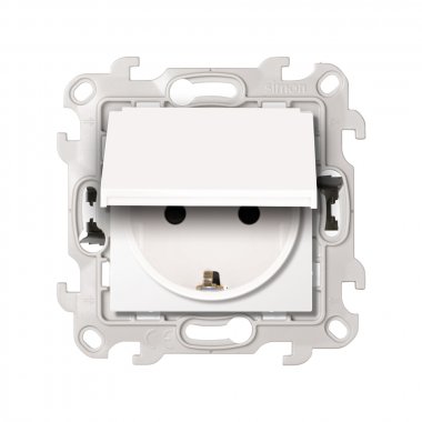 Фотография товара 'Simon 2420448-030 Розетка IP44 с крышкой и шторками Schuko 2Р+Е, 16A 250В'