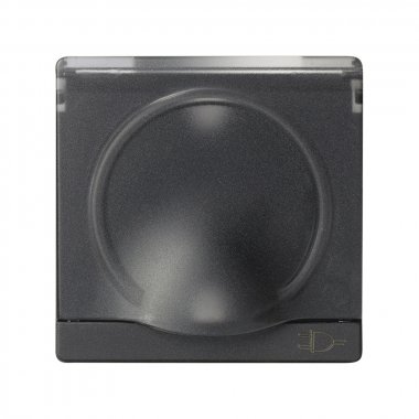 Фотография товара 'Simon 82090-38 Накладка с крышкой и шторками для розетки Schuko 2Р+Е, графит, S82'