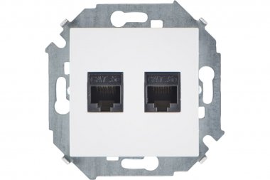 Фотография товара 'Simon 1591552-030 Розетка информационная 2xRJ45 Cat.5e UTP (AMP)'