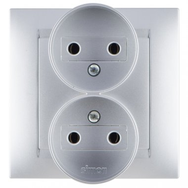 Фотография товара 'Simon 1590457-033 Розетка двойная моноблок 2x2Р, 16A 250В'