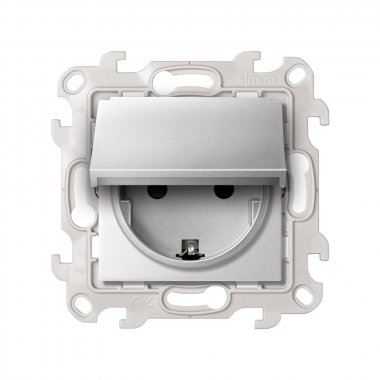 Фотография товара 'Simon 2450448-033 Розетка IP44 с крышкой и шторками Schuko 2Р+Е, 16A 250В'