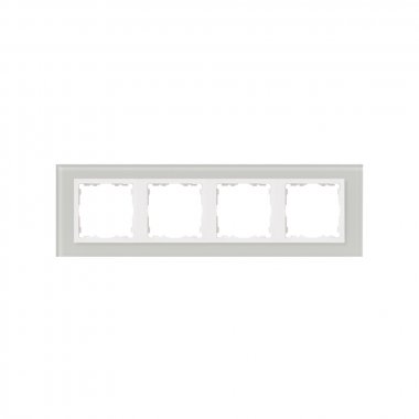 Фотография товара 'Simon 82647-60 Рамка на 4 поста, стекло, натуральный/белый, S82N'