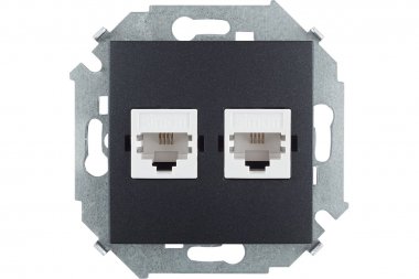 Фотография товара 'Simon 1591589-038 Розетка телефонная 2xRJ11, графит, S15'