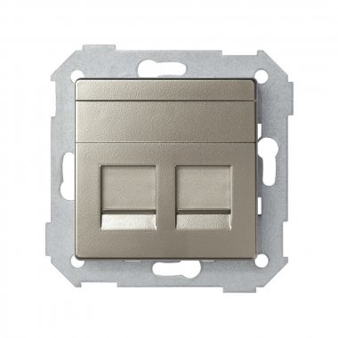 Фотография товара 'Simon 8200006-094 Накладка прямая со шторками и суппортом на 2 разъема RJ45'