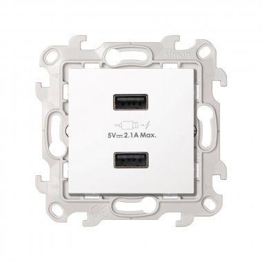 Фотография товара 'Simon 2411096-030 Зарядное устройство 2хUSB 10W, 230В'