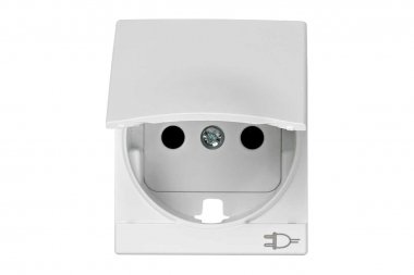 Фотография товара 'Simon 82090-50 Накладка с крышкой и шторками для розетки Schuko 2Р+Е, белый, S82Centr'