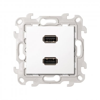 Фотография товара 'Simon 2411090-030 Розетка 2xUSB 2.0 (передача данных), белый, S24'