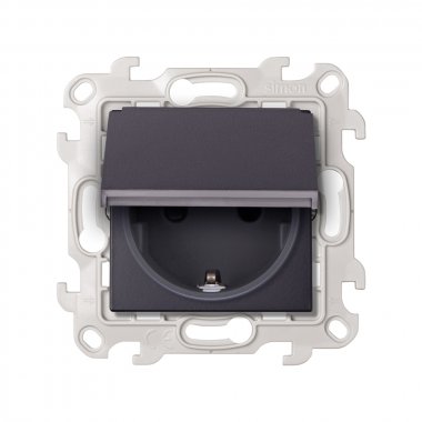 Фотография товара 'Simon 2450448-038 Розетка IP44 с крышкой и шторками Schuko 2Р+Е, 16A 250В'