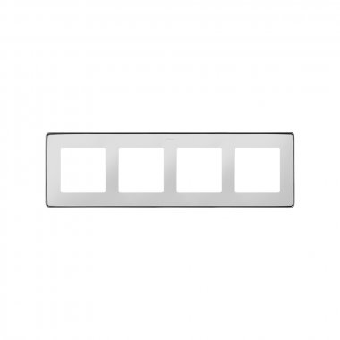 Фотография товара 'Simon 8201640-243 Рамка на 4 поста, белый/металл.алюминий, S82D'