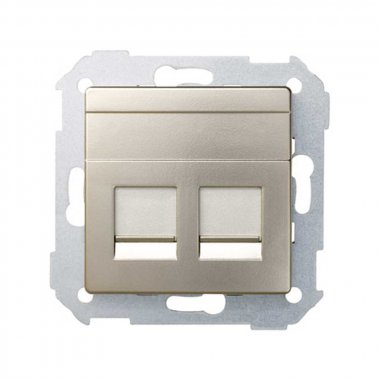 Фотография товара 'Simon 82006-34 Накладка прямая со шторками и суппортом на 2 разъема RJ45'