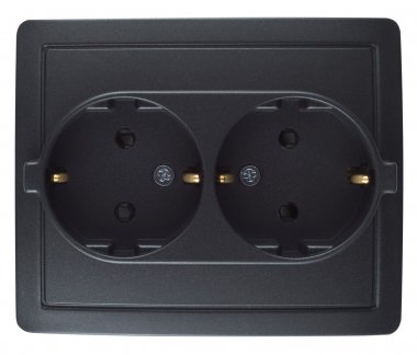 Фотография товара 'Simon 1590451-038 Розетка двойная моноблок со шторками Schuko 2x2Р+Е, 16A 250В'