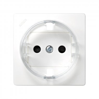 Фотография товара 'Simon 73041-60 Накладка со шторками для розетки с заземлением 2Р+Е белого цвета Simon 73 Loft'