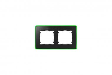 Фотография товара 'Simon 8201620-260 Рамка на 2 поста, графит/металл.зеленый неон, S82D'