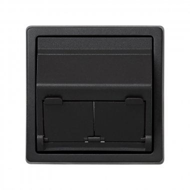 Фотография товара 'Simon 73086-62 Розетка наклонная для передачи данных со шторками на 2 разъема RJ45'