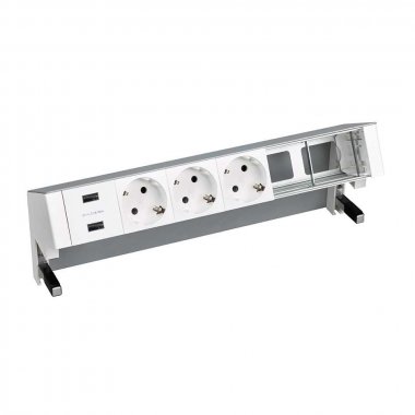 Фотография товара 'Simon 42623000-133 Настольный x6 розеточный блок, 3x2P+E, USB A+A з/у, 2 пустых модуля'