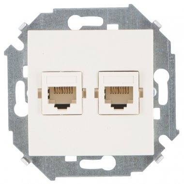 Фотография товара 'Simon 1591593-031 Розетка информационная 2xRJ45 Cat.6 UTP (Systimax)'