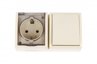 Фотография товара 'Simon 1594511-031 Блок IP54. Розетка с крышкой Schuko 2Р+Е 16A + Однополюсный выкл-ль 10AX 250В'