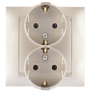 Фотография товара 'Simon 1590459-034 Розетка двойная моноблок Schuko 2x2Р+Е, 16A 250В'