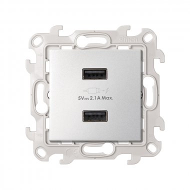 Фотография товара 'Simon 2411096-033 Зарядное устройство 2хUSB 10W, 230В'