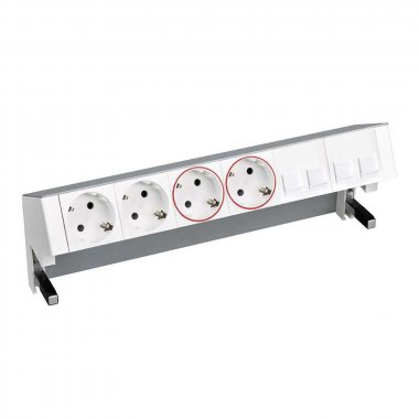 Фотография товара 'Simon 42602240-133 Настольный x6 розеточный блок, 2x2P+E, 2x2P+E UPS, 4хRJ45'