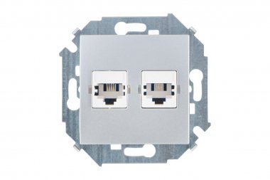 Фотография товара 'Simon 1591589-033 Розетка телефонная 2xRJ11, алюминий, S15'