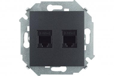 Фотография товара 'Simon 1591552-038 Розетка информационная 2xRJ45 Cat.5e UTP (AMP)'