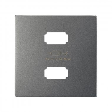Фотография товара 'Simon 8221096-096 Накладка для заряд.устройства 2xUSB, мат.титан, S82C'