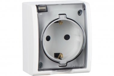 Фотография товара 'Simon 1594432-030 Розетка IP54 с крышкой и шторками Schuko 2Р+Е, 16A 250В'