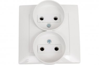 Фотография товара 'Simon 1590457-030 Розетка двойная моноблок 2x2Р, 16A 250В'
