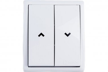 Фотография товара 'Simon 1594332-030 Двухклавишный кнопочный выключатель для жалюзи IP54, 10A 250В'