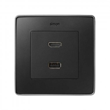 Фотография товара 'Simon 8201095-093 Накладка для розетки HDMI+USB 2.0, мат.алюминий, S82D'