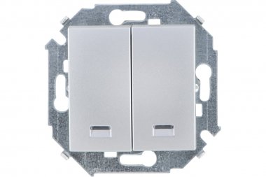 Фотография товара 'Simon 1591392-033 Двухклавишный выключатель с подсветкой, 16AX 250В'