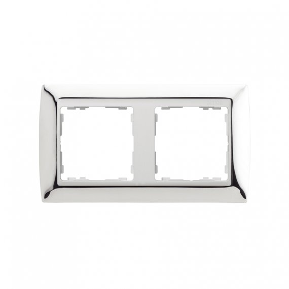 Фотография товара 'Simon 82624-63 Рамка на 2 поста, металл, хром/белый, S82'