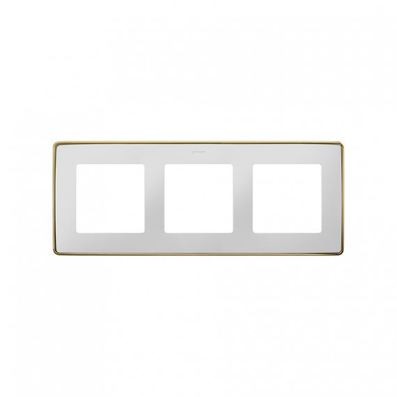 Фотография товара 'Simon 8201630-245 Рамка на 3 поста, белый/металл.золото, S82D'