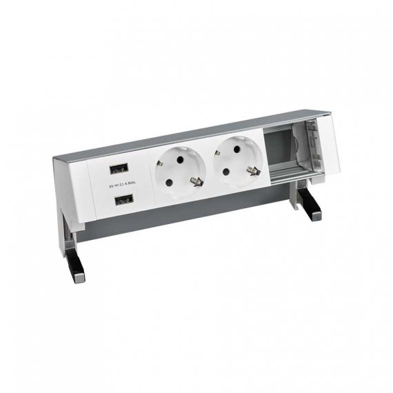 Фотография товара 'Simon 42422000-133 Настольный x4 розеточный блок, 2x2P+E, USB A+A з/у'